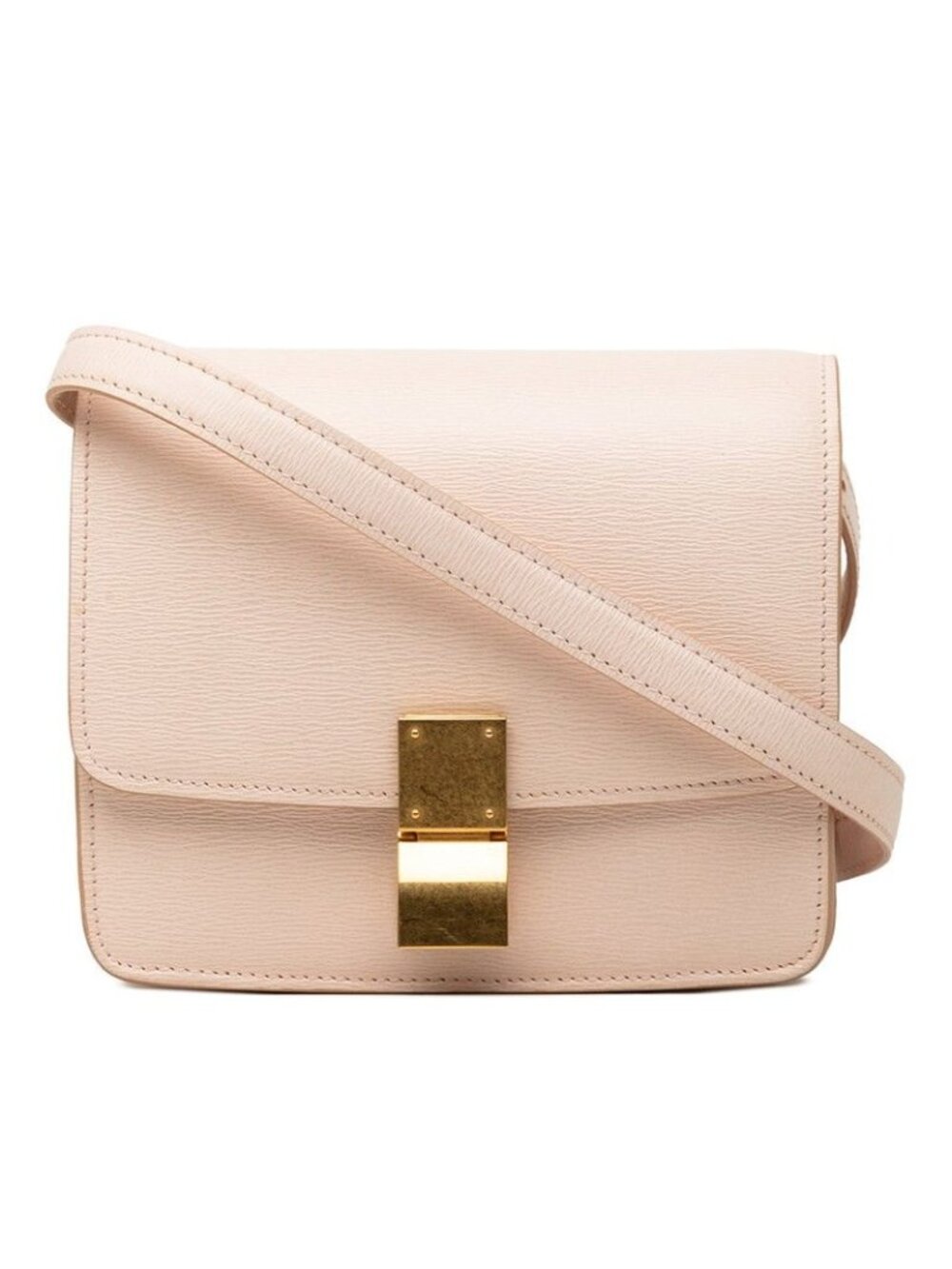Celine Classic Box Small Crossbody Shoulder Bag Pink Beige Leather